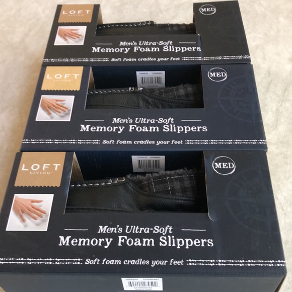 Loft Living Men’s Ultra Soft Memory Foam Black Slippers Size Medium (7-8) - Picture 12 of 12